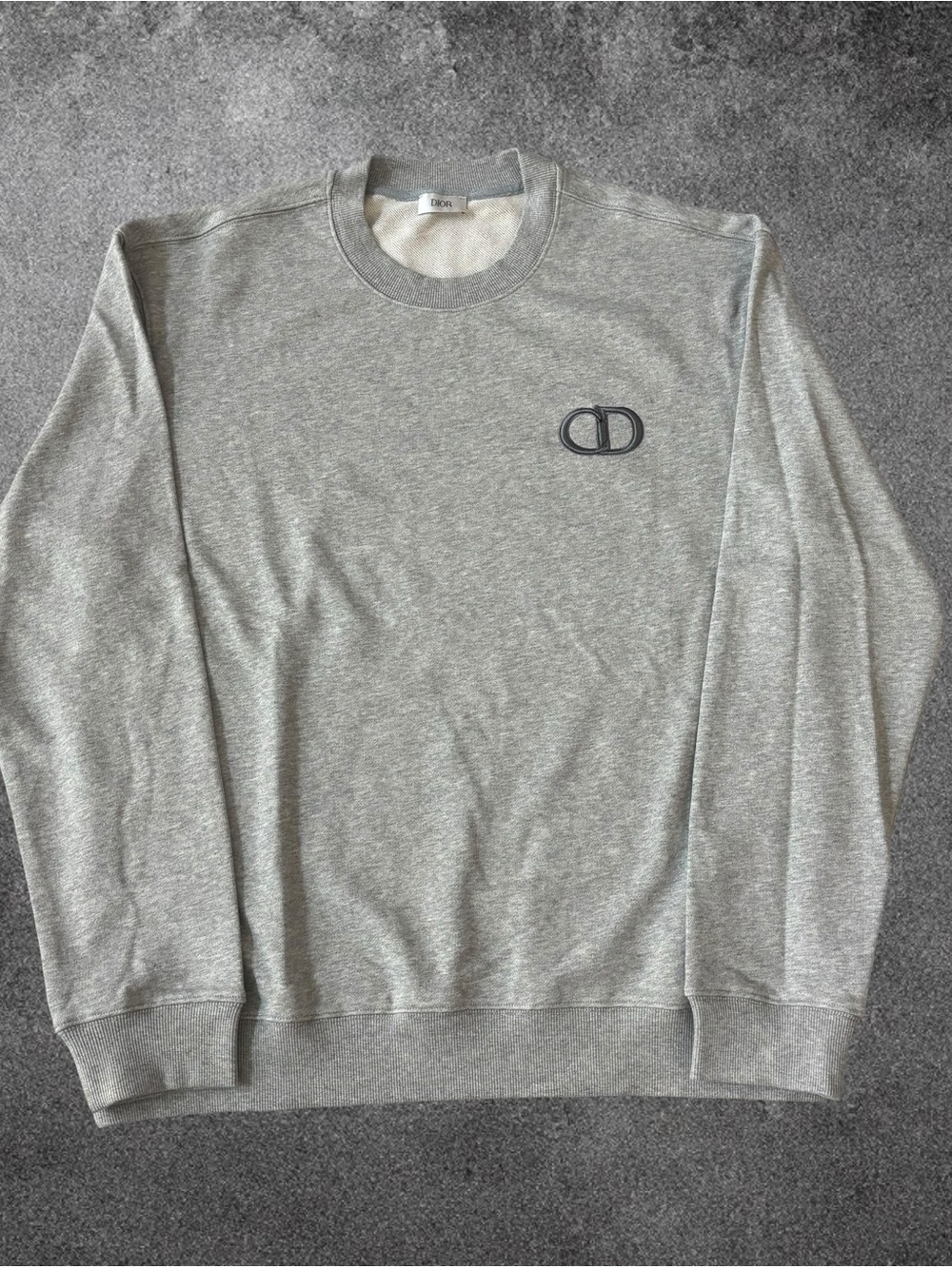 Dior Light Gray Long Sleeve Crewneck Sweatshirt with CD Logo